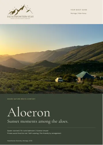 Cover of the seven-page Aloeron guest guide