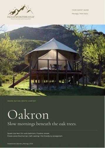Cover of the seven-page Oakron guest guide